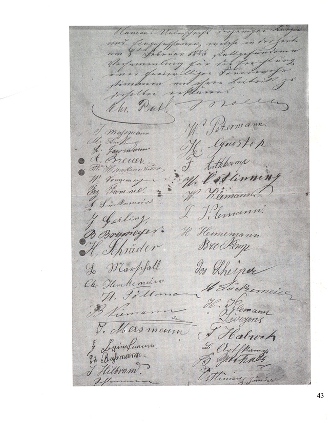 Kopie der Unterschriftenliste, der Gründungsmitglieder